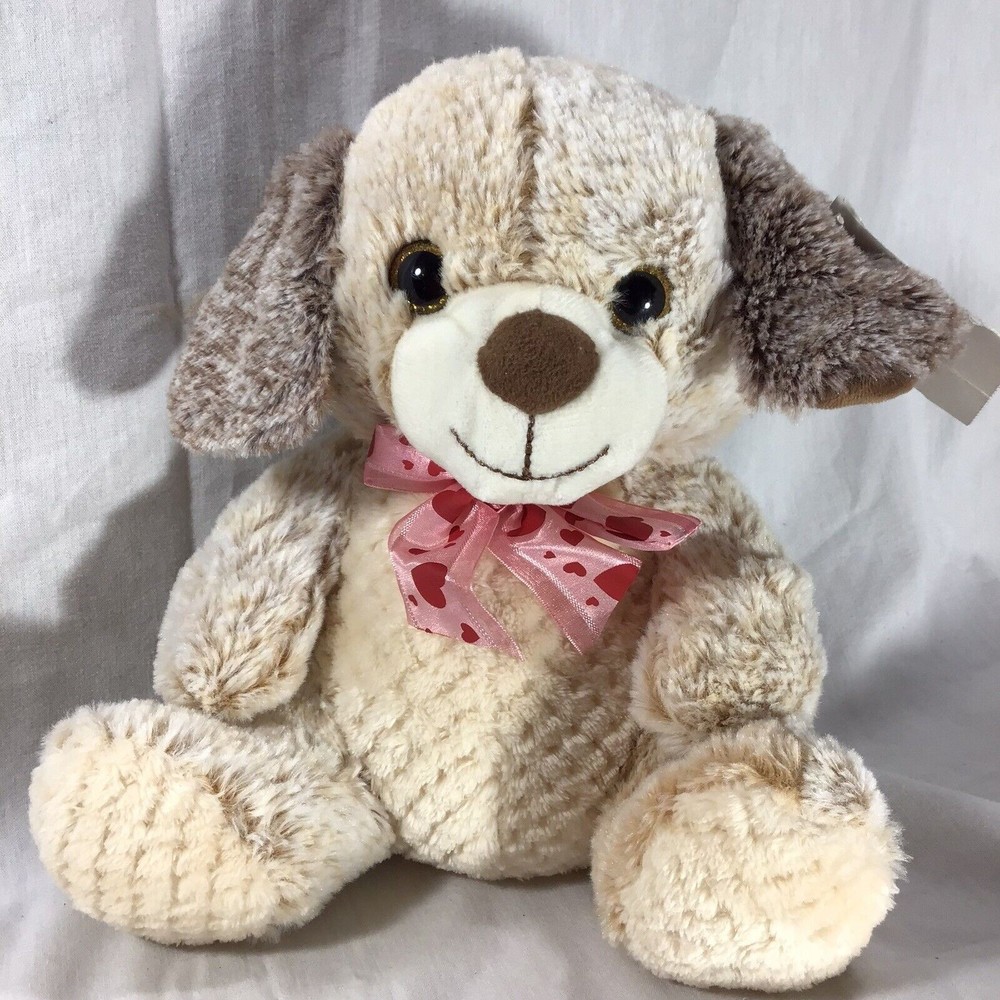 Glitter Eye Puppy Dog Valentine 10” Plush Stuffed Animal Heart Bow Love 2019